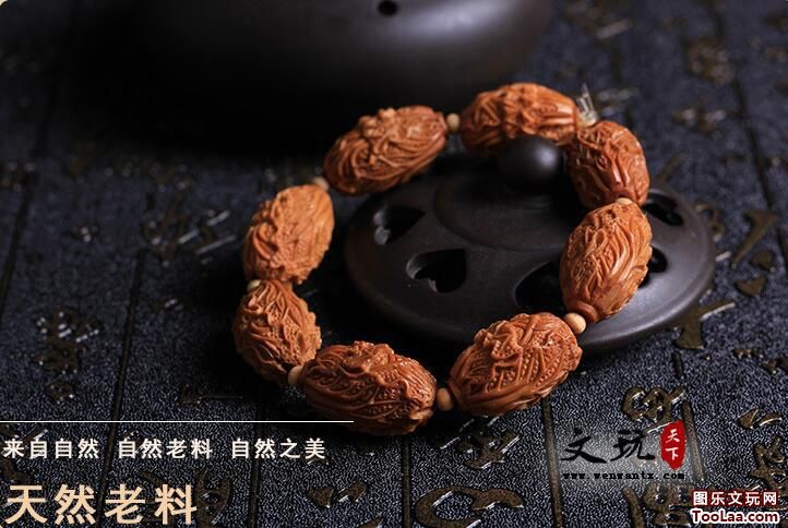 苏工雕刻橄榄核白菜（百财） 招财橄榄胡佛珠手串-5
