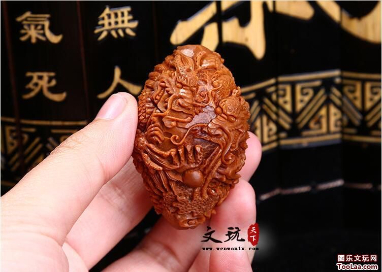 橄榄核单籽大榄五龙戏珠单粒 文玩橄榄胡核雕刻单核手机吊坠-6